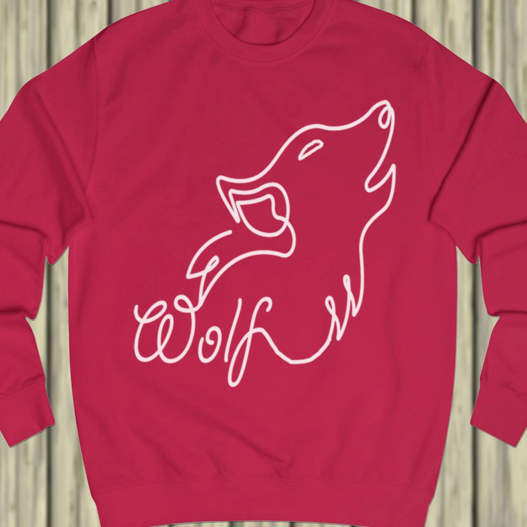 Huilende wolf lijntekening wit sweatshirt