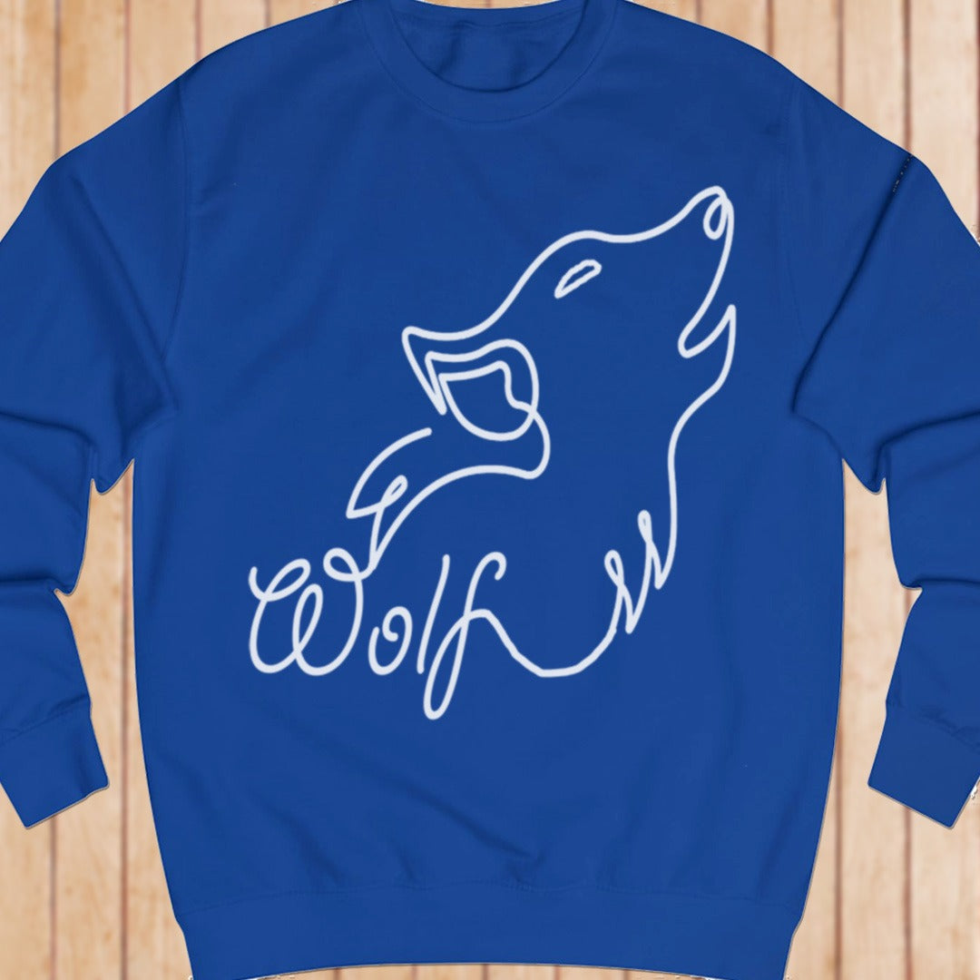 Huilende wolf lijntekening wit sweatshirt