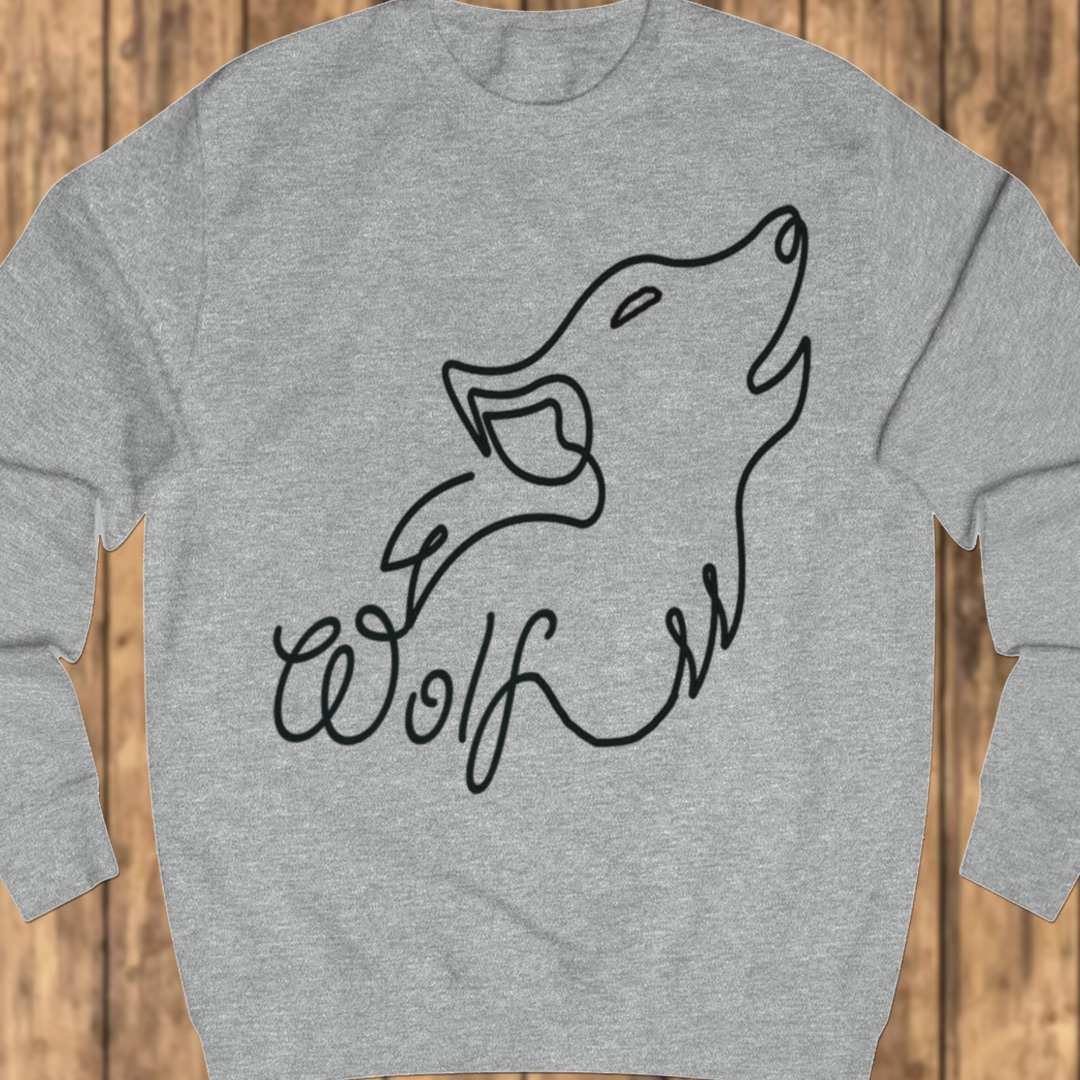 Howling wolf line drawing black sweatshirt