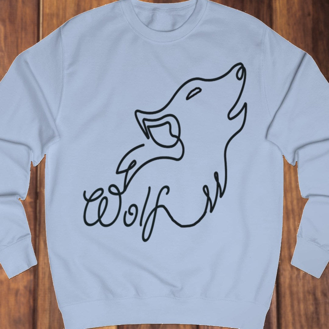 Howling wolf line drawing black sweatshirt