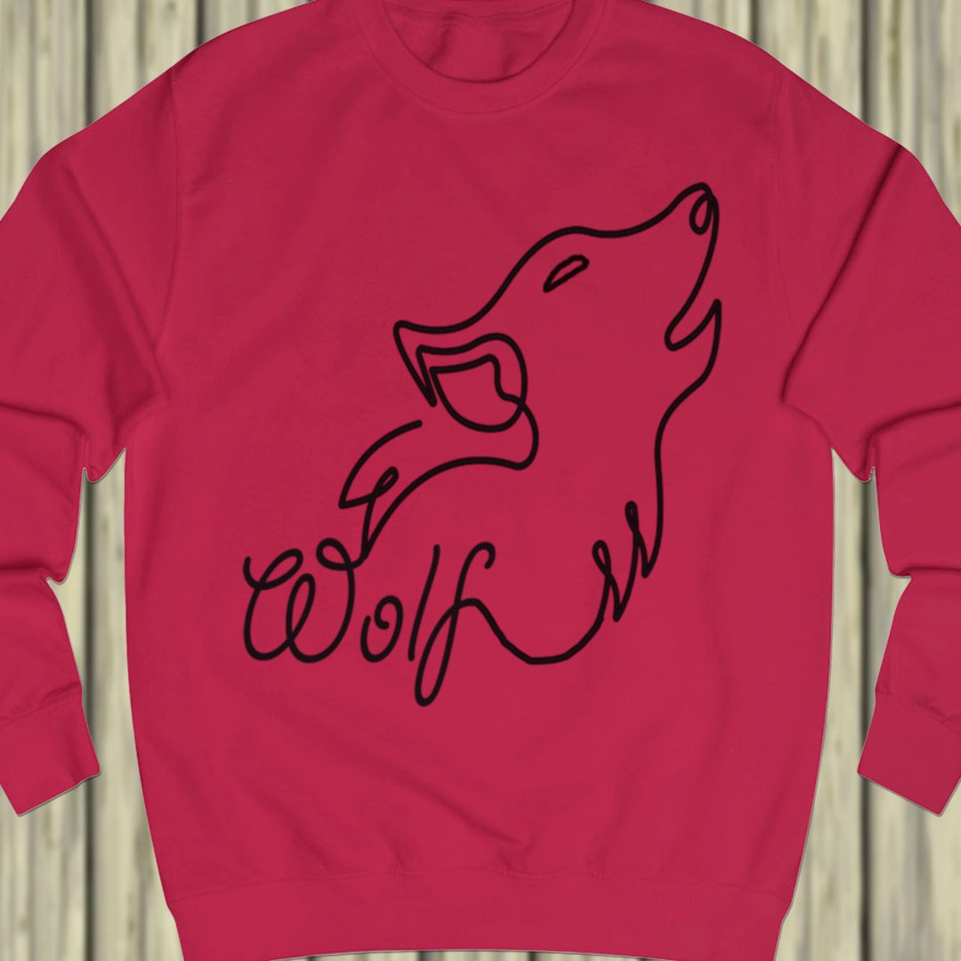 Howling wolf line drawing black sweatshirt