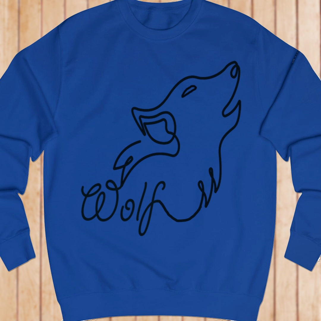 Howling wolf line drawing black sweatshirt
