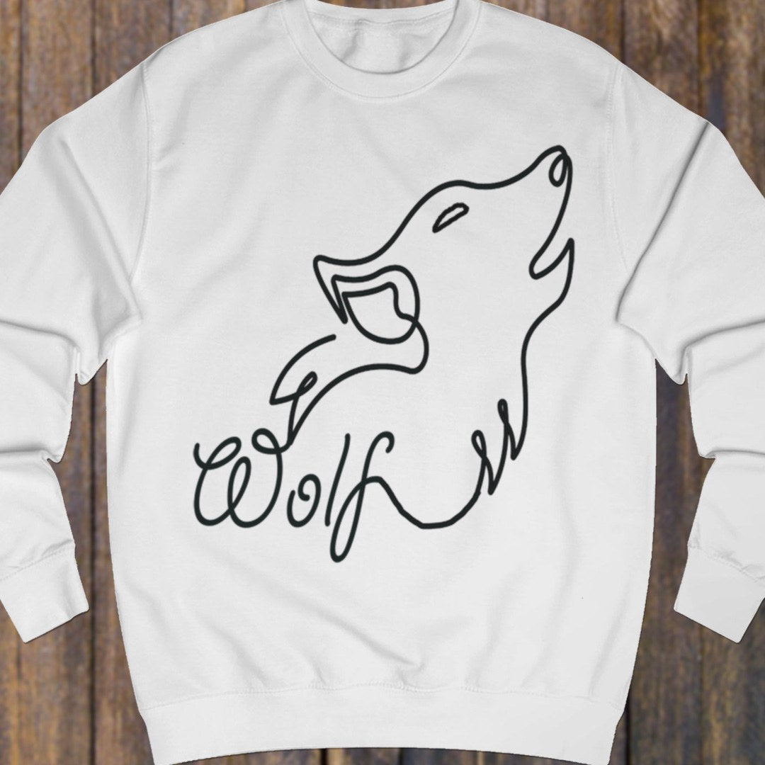 Howling wolf line drawing black sweatshirt