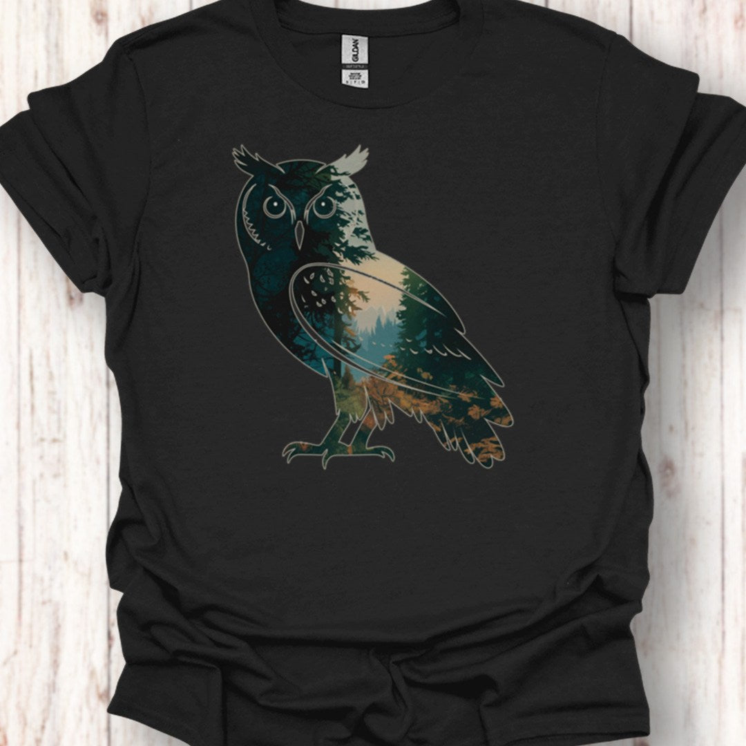 Uil double exposure bos tijdloos T-shirt