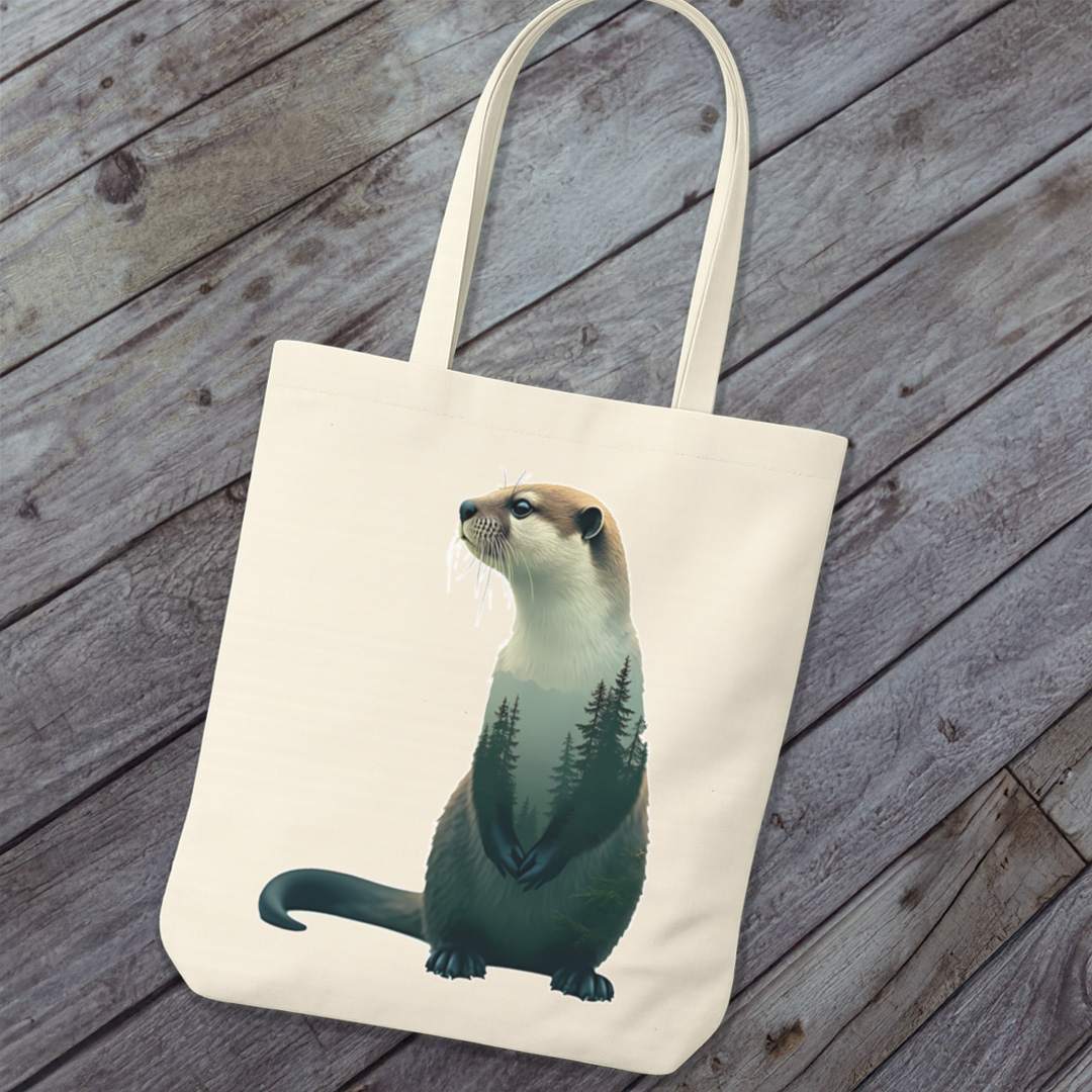 Tote Bag Otter Double Exposure