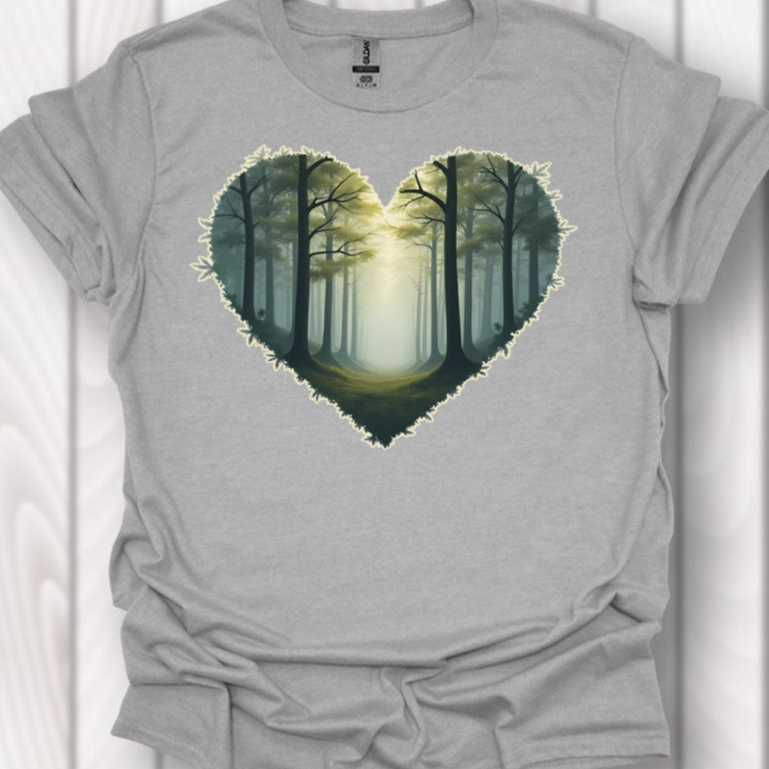 Chemin forestier forme de coeur T-shirt intemporel