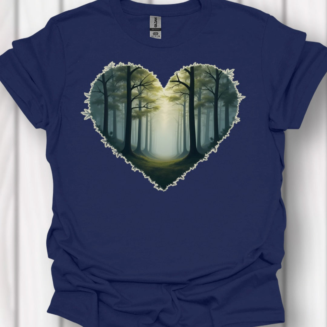 Chemin forestier forme de coeur T-shirt intemporel