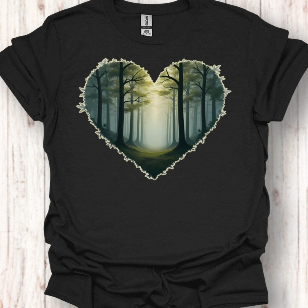 Chemin forestier forme de coeur T-shirt intemporel
