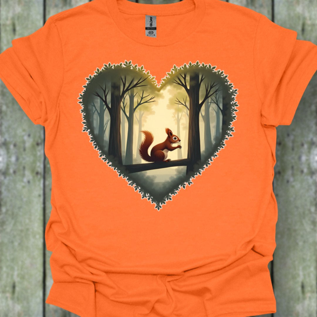 Little squirrel in heart shape trendy T-shirt