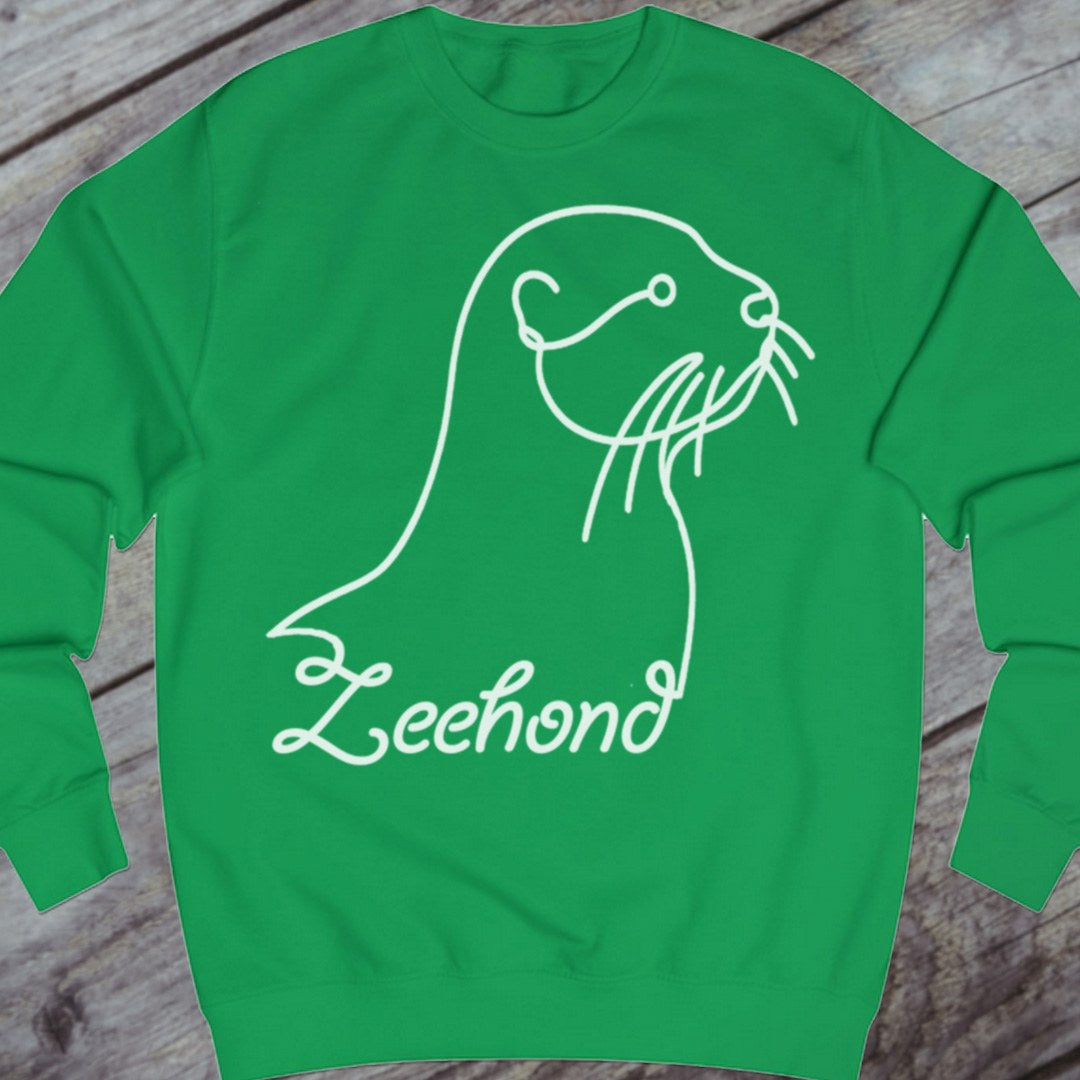 Zeehond lijntekening wit sweatshirt