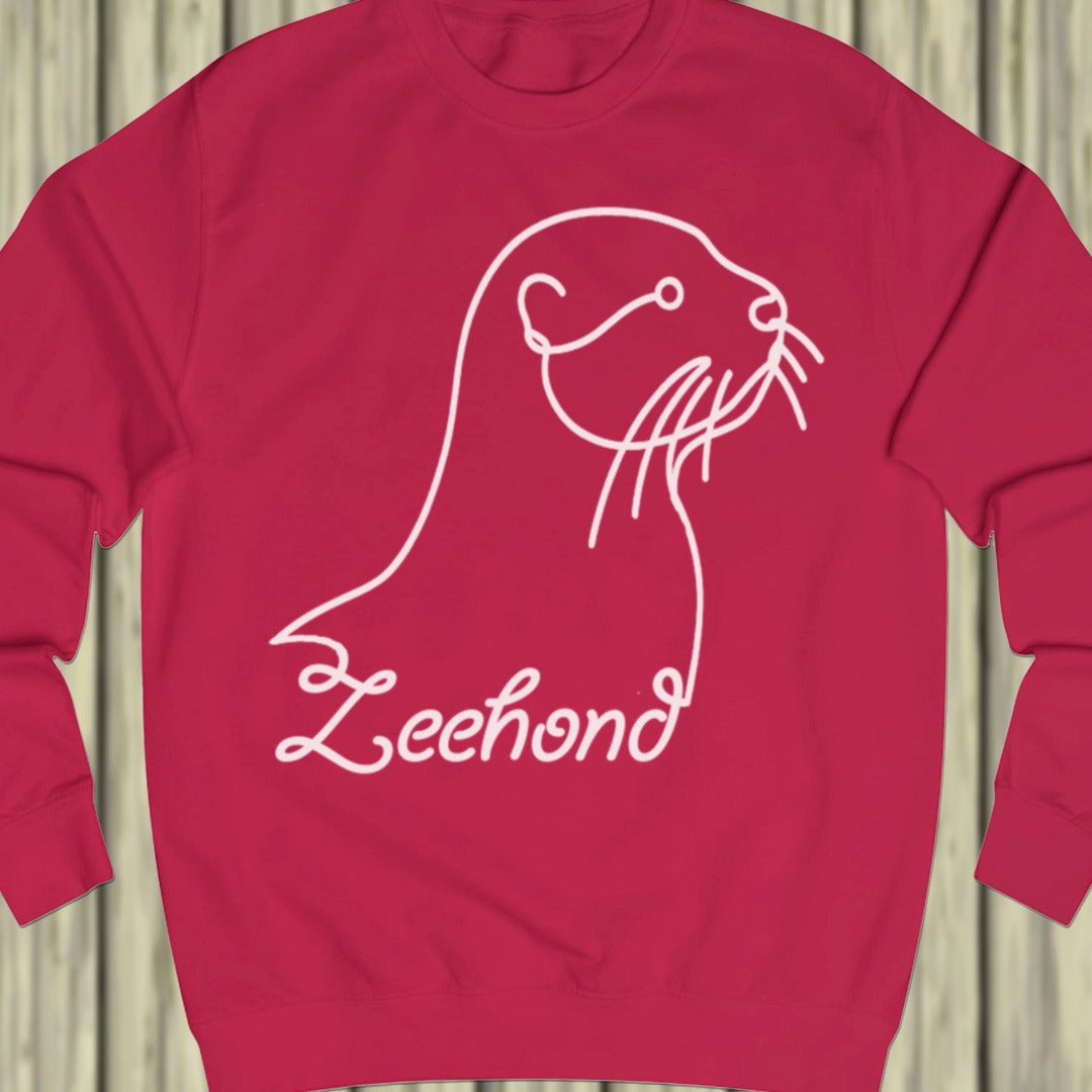 Zeehond lijntekening wit sweatshirt