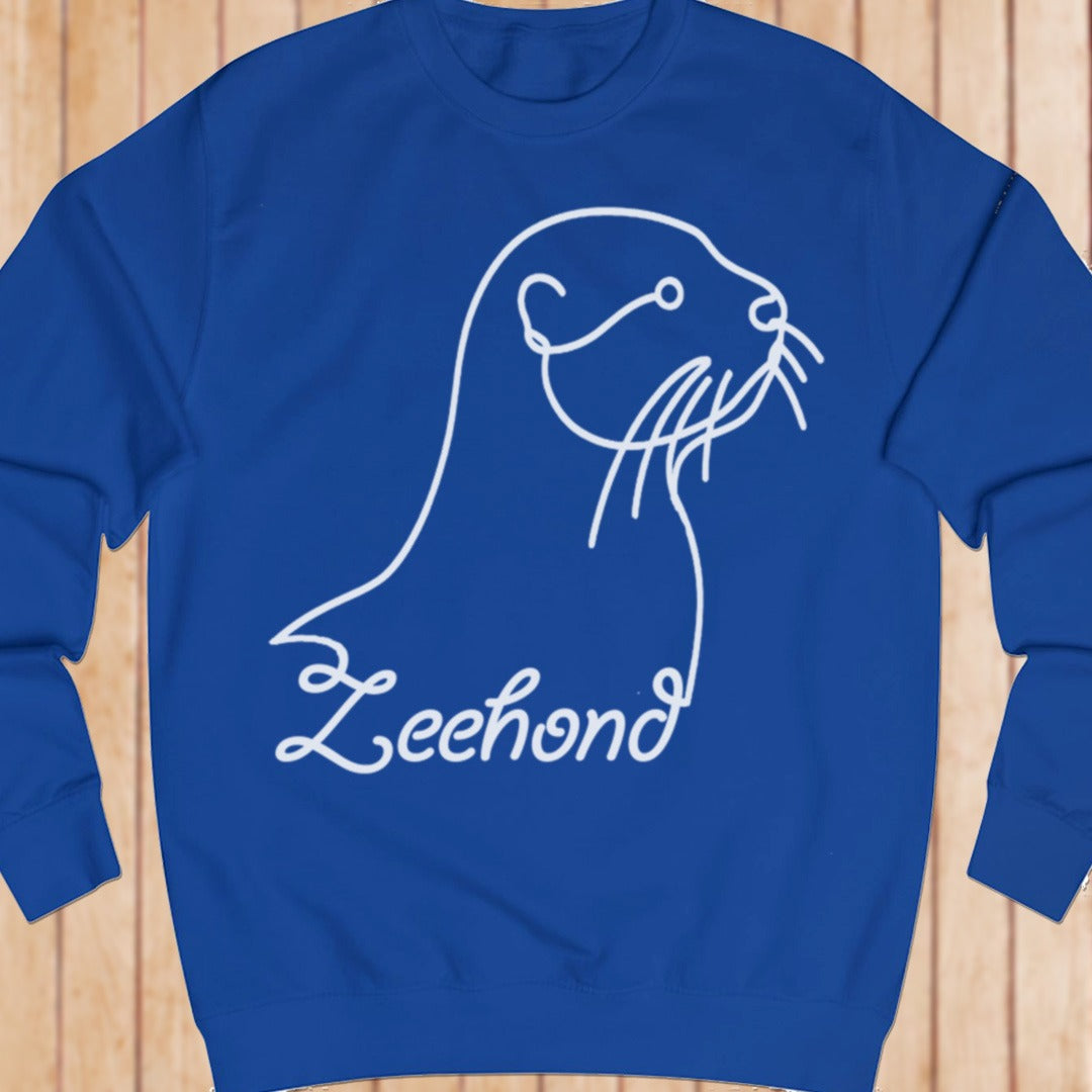 Zeehond lijntekening wit sweatshirt