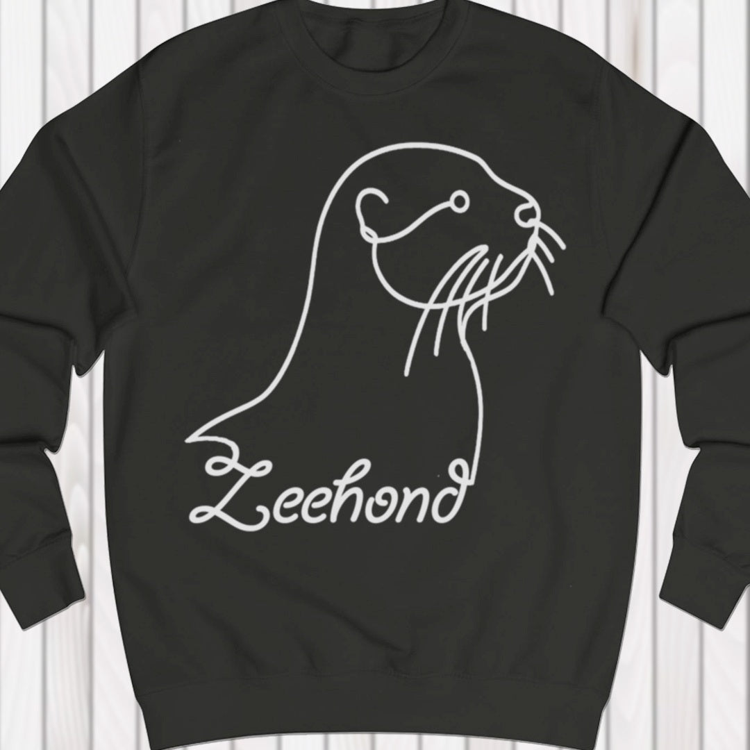 Zeehond lijntekening wit sweatshirt