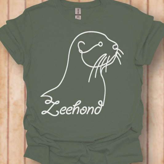Zeehond lijntekening wit T‑Shirt