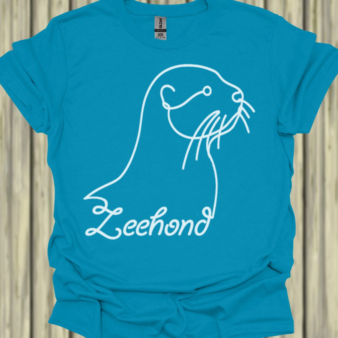 Zeehond lijntekening wit T‑Shirt