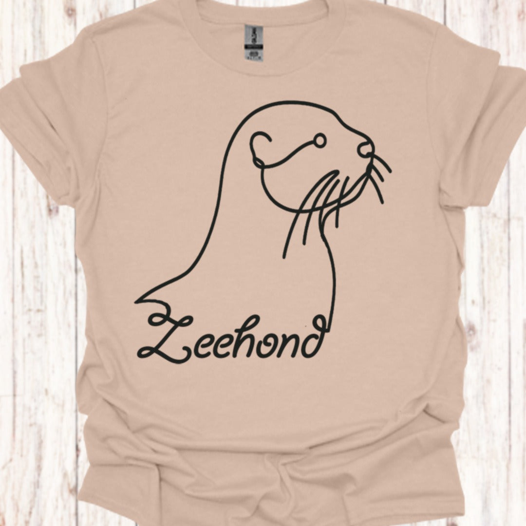 Zeehond lijntekening zwart T‑Shirt
