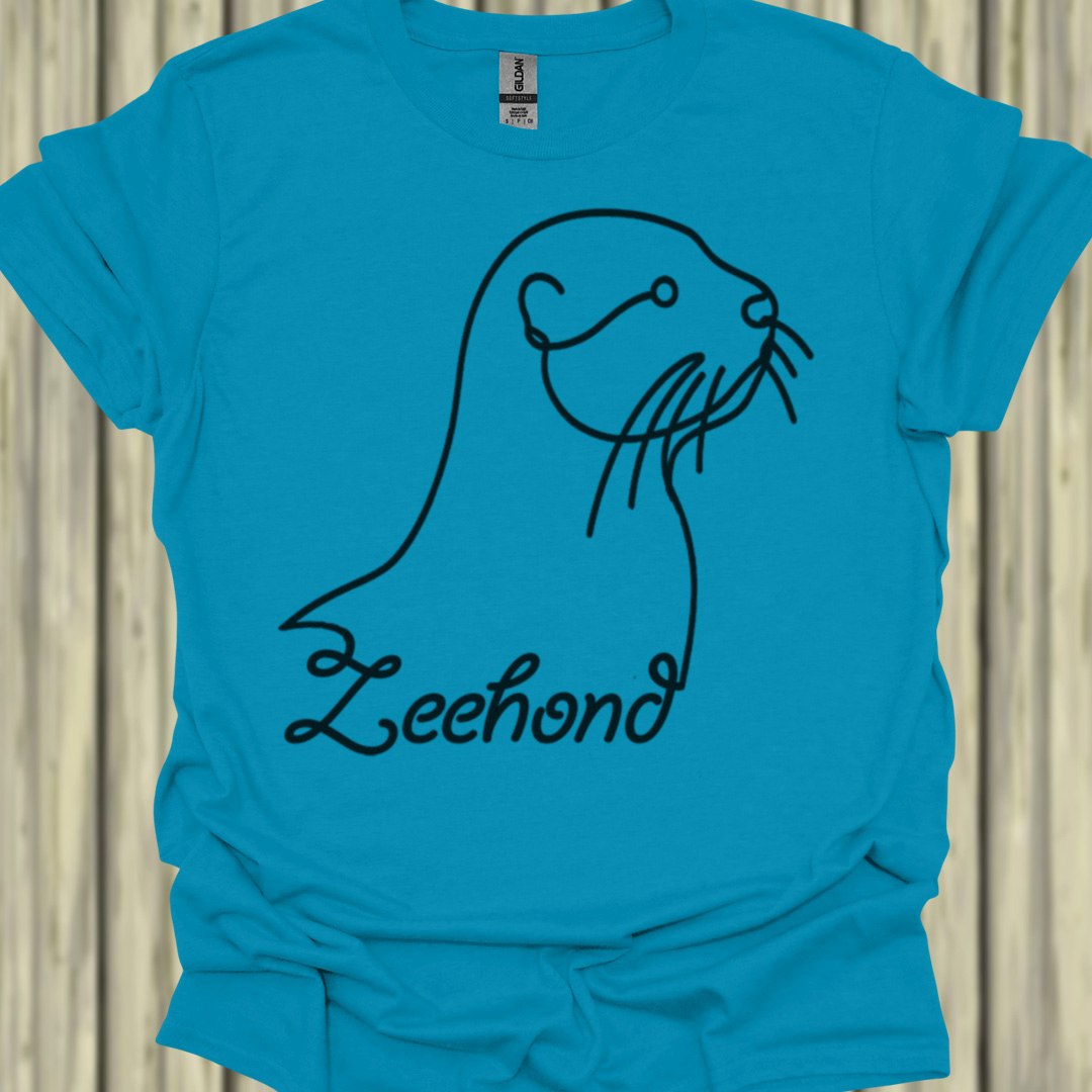 Zeehond lijntekening zwart T‑Shirt