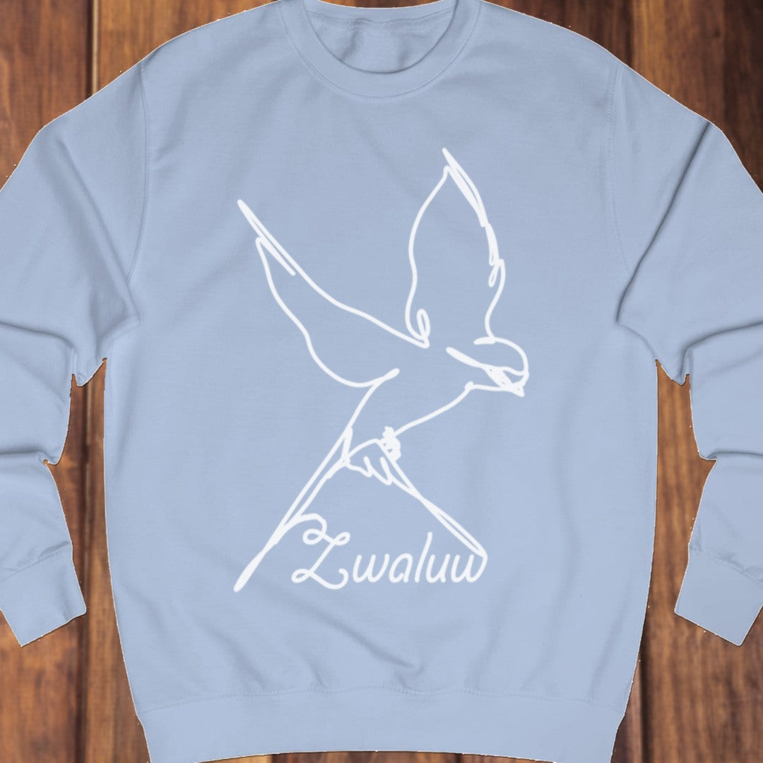 Swallow line drawing white sweatshirt