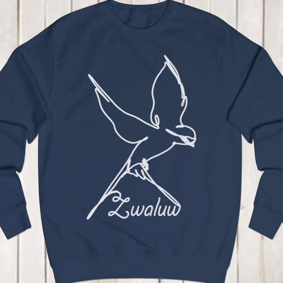 Swallow line drawing white sweatshirt