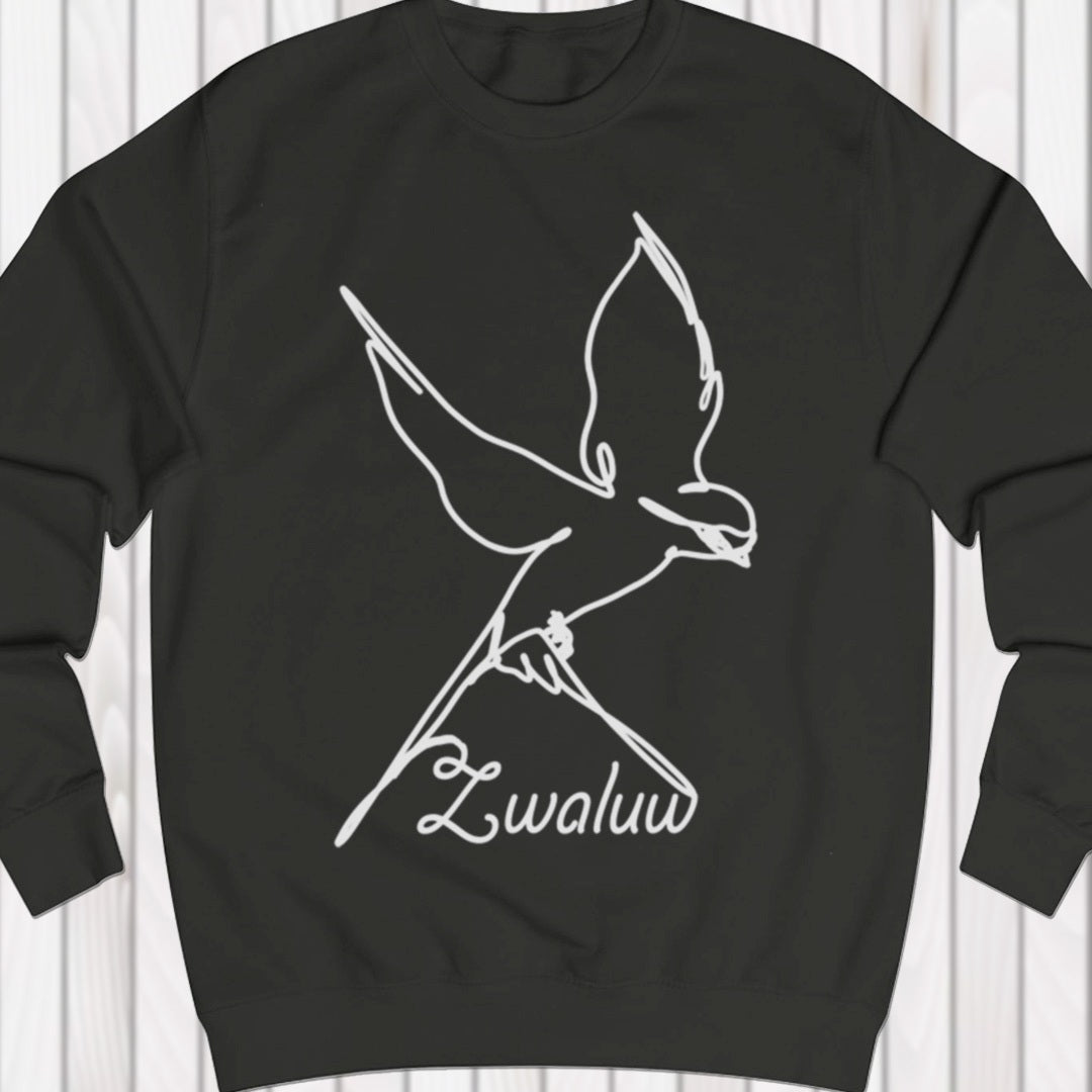 Swallow line drawing white sweatshirt