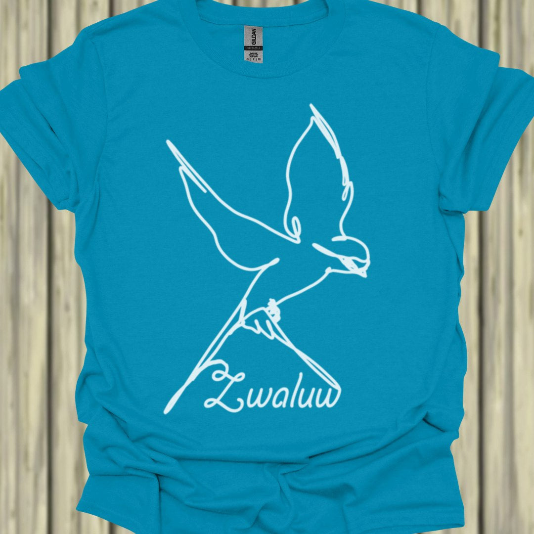 Zwaluw lijntekening wit T‑Shirt