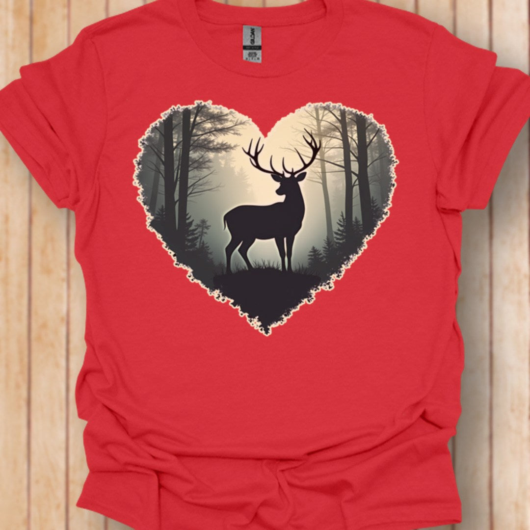 Cerf imposant en forme de coeur T-shirt tendance