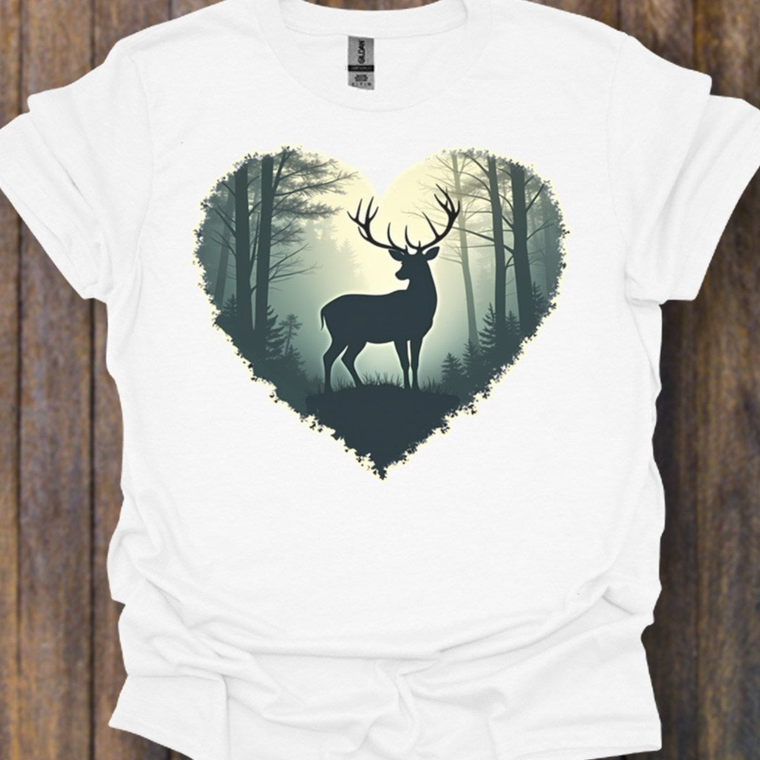 Imposant hert in hartvorm tijdloos T-shirt