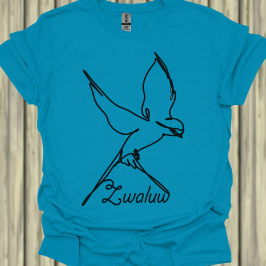 Zwaluw lijntekening zwart T‑Shirt