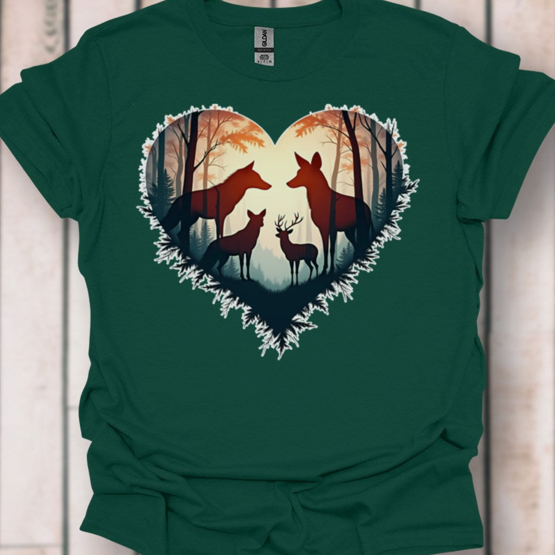 Animaux de la forêt à forme de coeur T-shirt intemporel