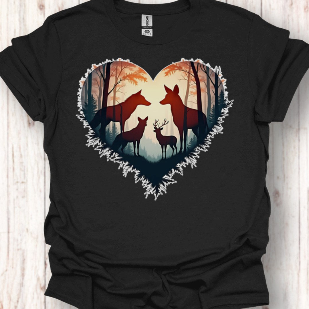 Animaux de la forêt à forme de coeur T-shirt intemporel