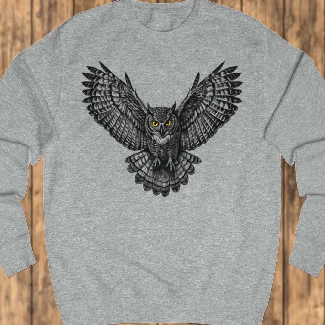 Flying owl black sweatshirt