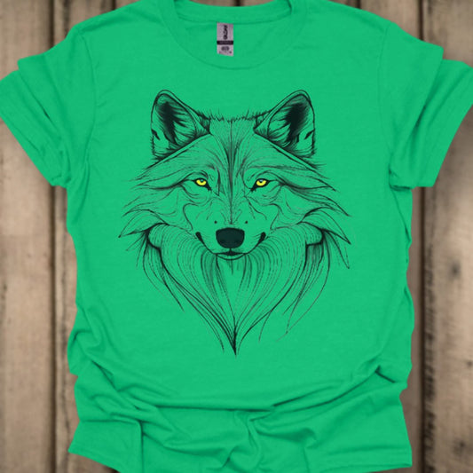 Wolf lijntekening T‑Shirt