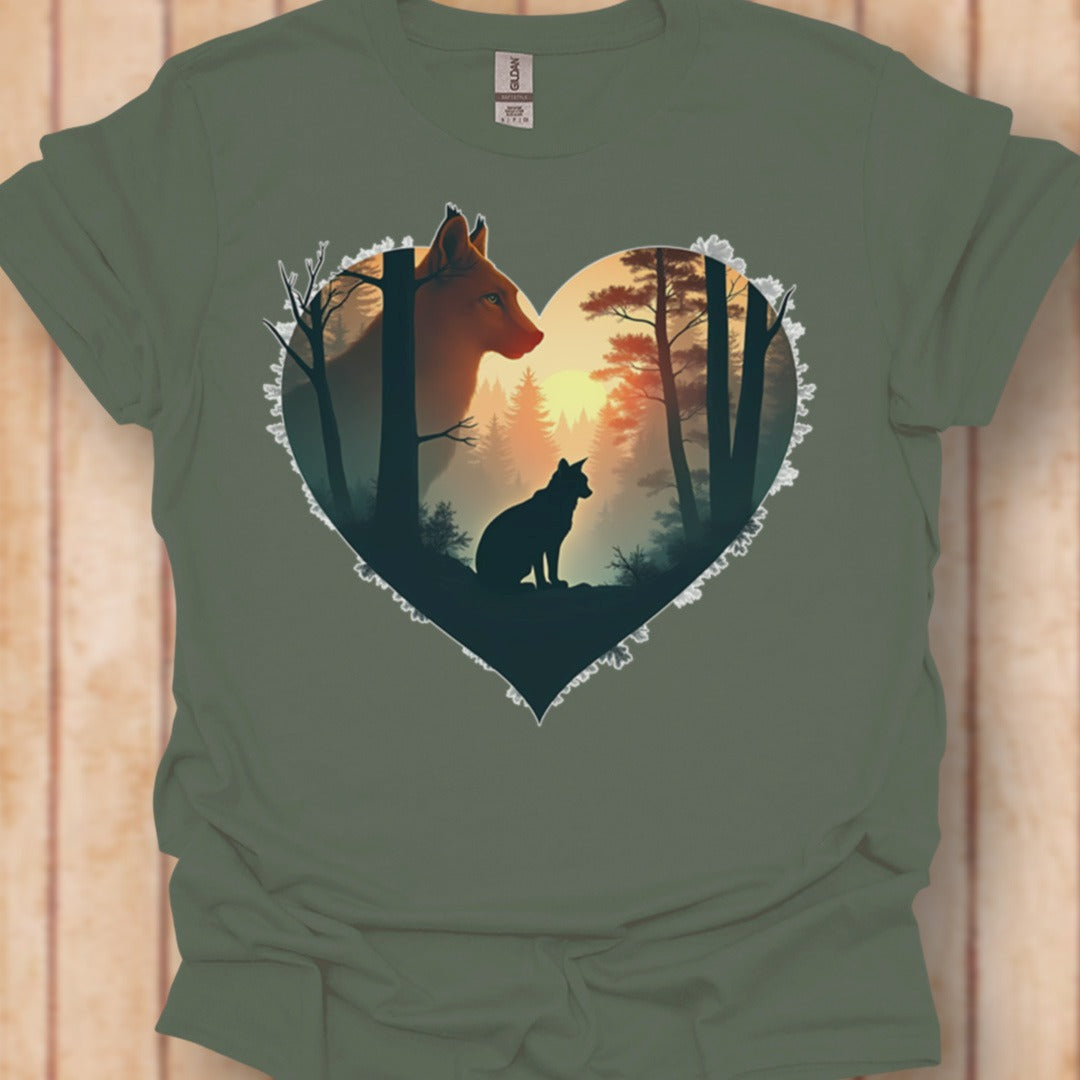 Lynxen in hartvorm tijdloos T-shirt