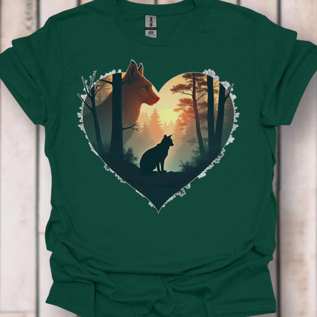 Lynxen in hartvorm tijdloos T-shirt