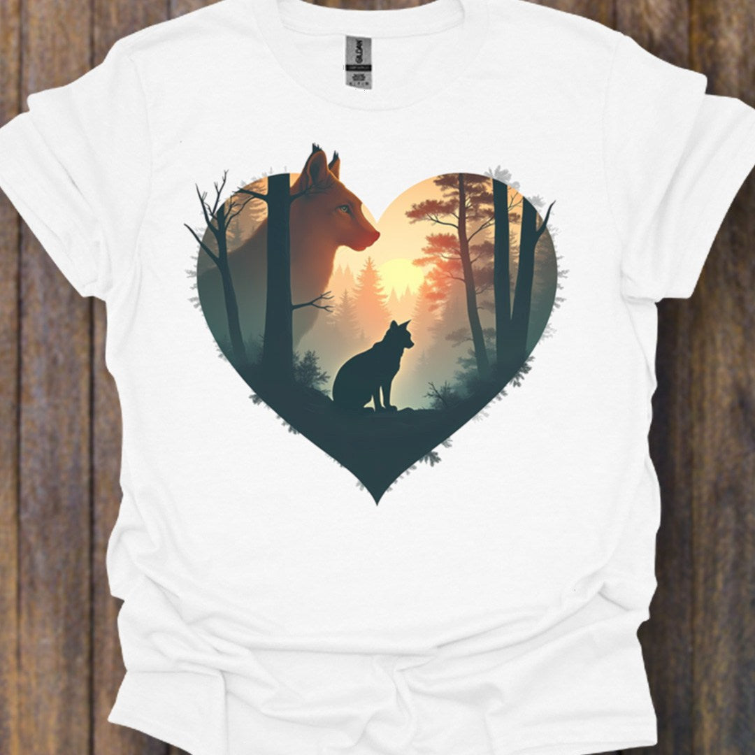 Lynxen in hartvorm tijdloos T-shirt