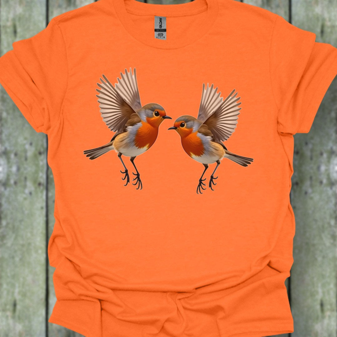 Fladderende roodborstjes trendy T-shirt
