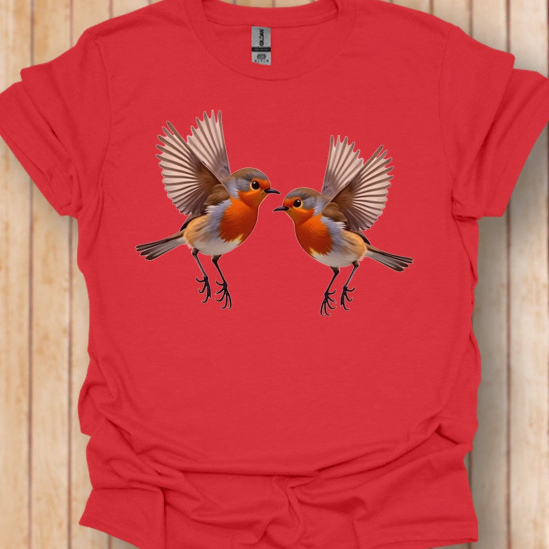 Fladderende roodborstjes trendy T-shirt