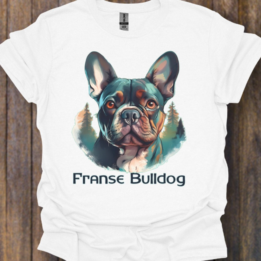 Franse Bulldog met rasnaam T‑shirt