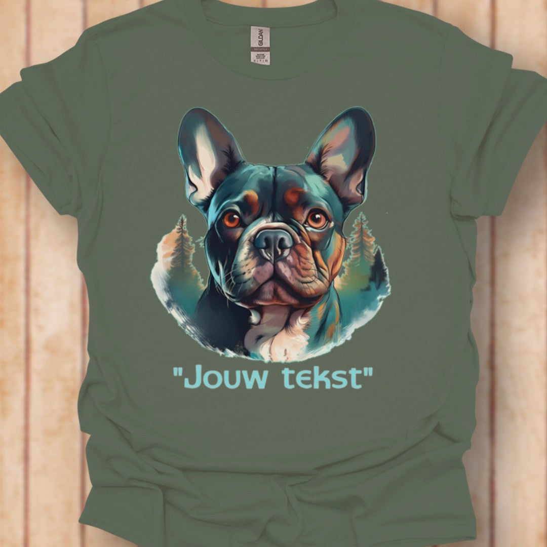 Franse bulldog "jouw tekst" T‑shirt