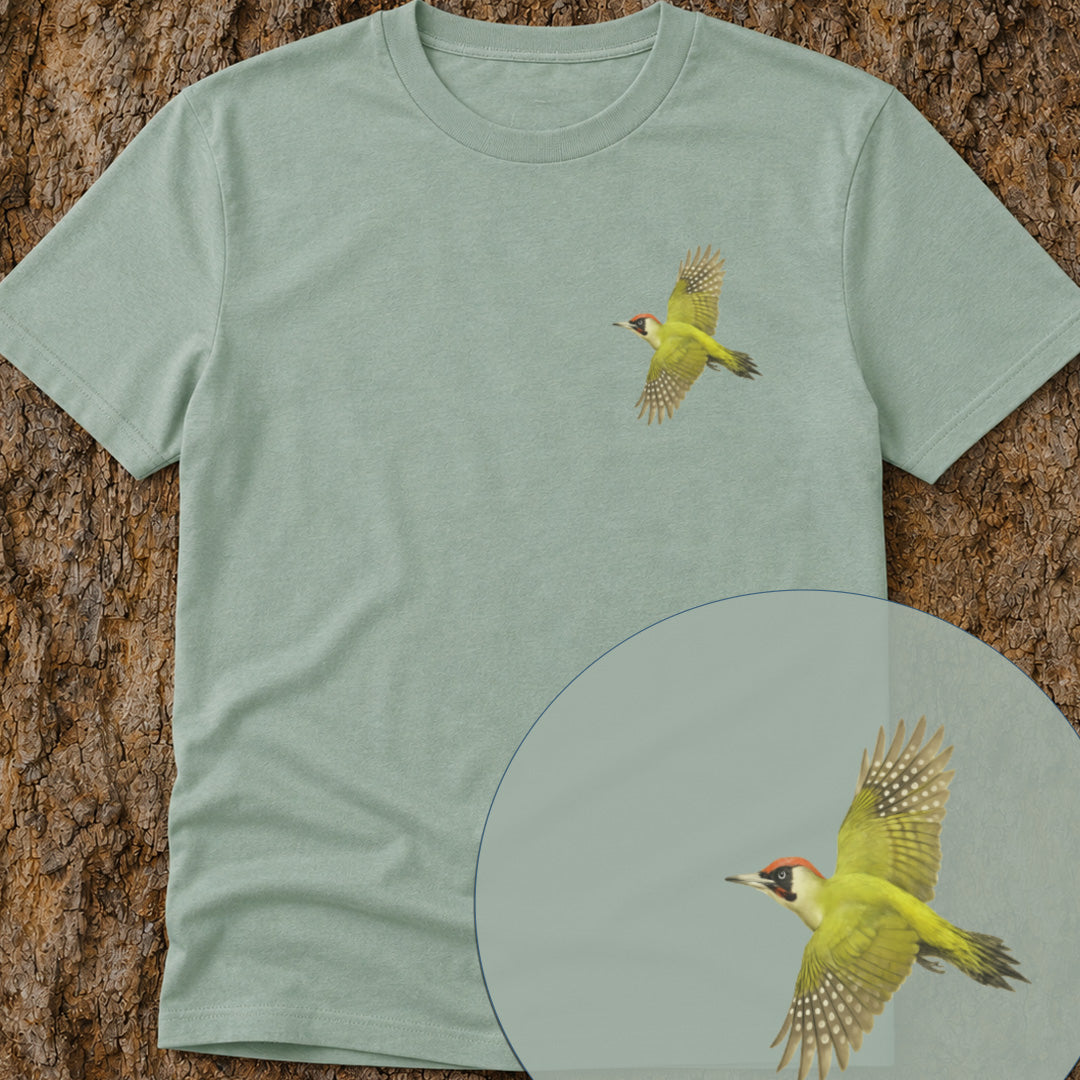Groene Specht vliegend Bio T-shirt