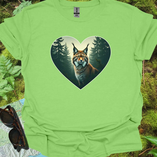 Lynx malin en forme de coeur T-shirt tendance