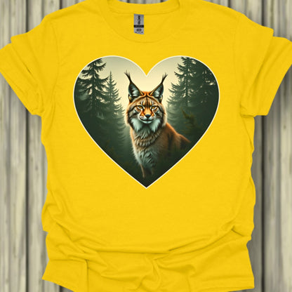 Lynx malin en forme de coeur T-shirt tendance
