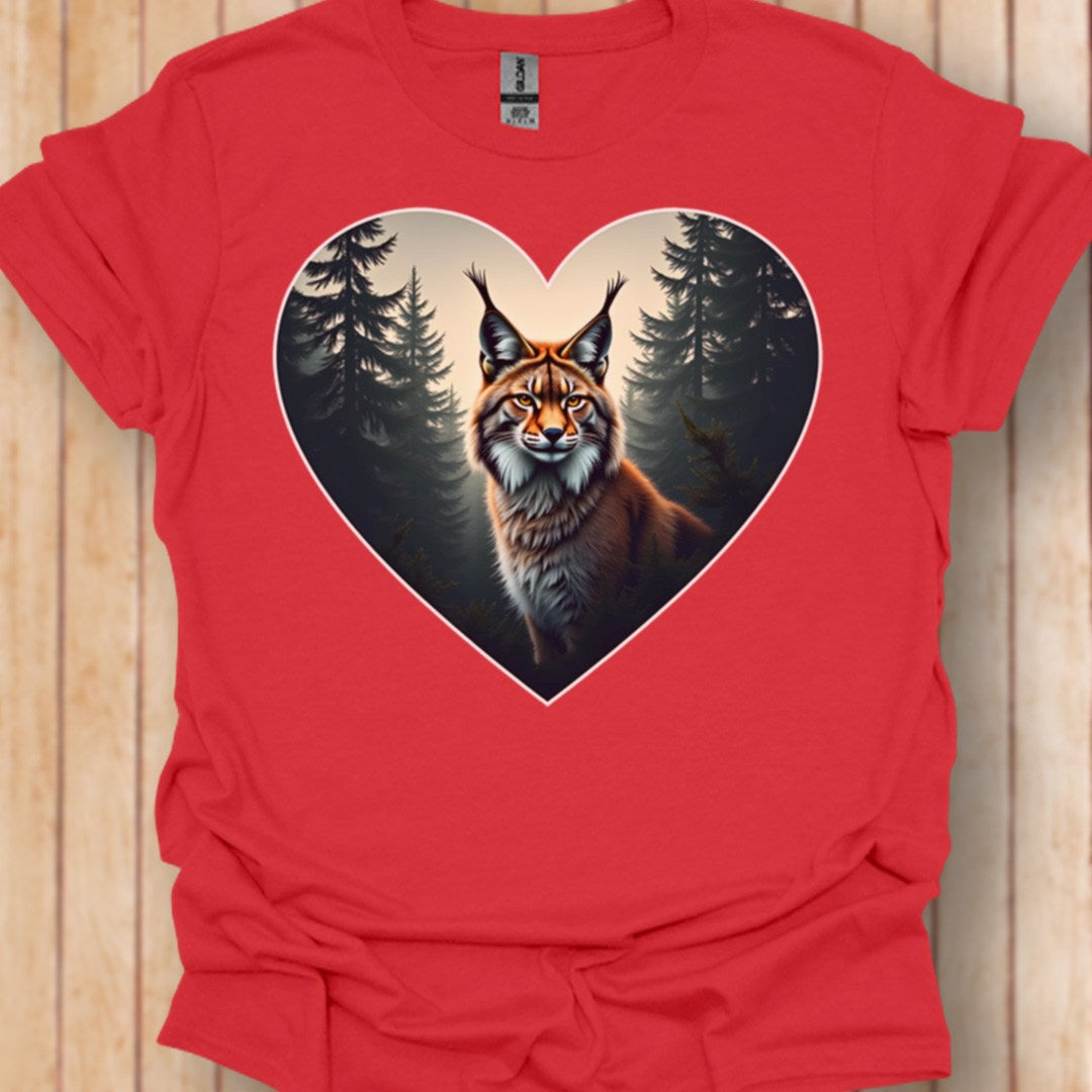 Lynx malin en forme de coeur T-shirt tendance