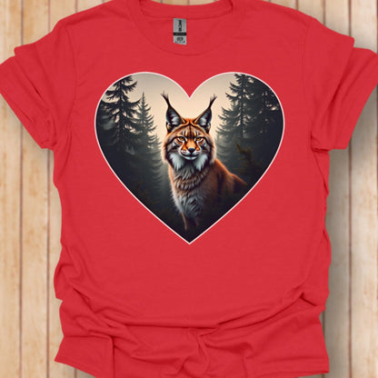 Lynx malin en forme de coeur T-shirt tendance