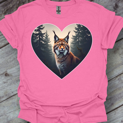 Lynx malin en forme de coeur T-shirt tendance