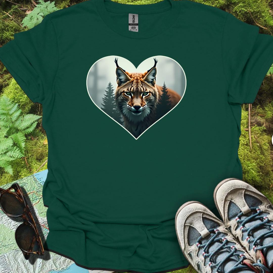 Listige lynx in hartvorm tijdloos T-shirt