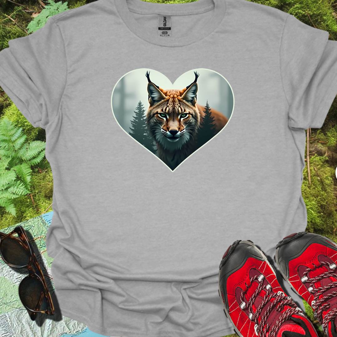 Listige lynx in hartvorm tijdloos T-shirt