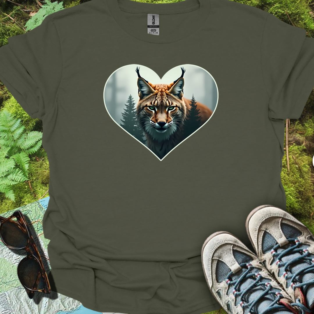 Listige lynx in hartvorm tijdloos T-shirt