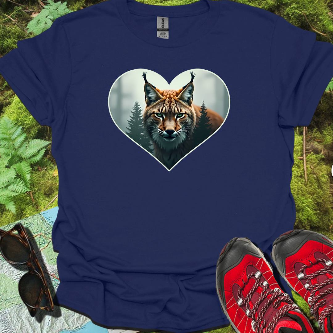 Listige lynx in hartvorm tijdloos T-shirt