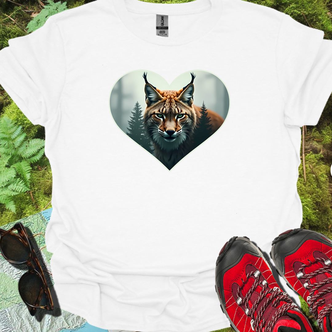 Listige lynx in hartvorm tijdloos T-shirt